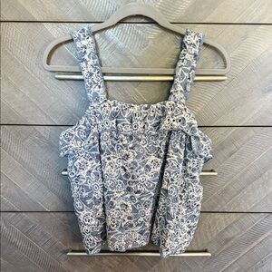 American Eagle Outfitters Blue Floral Lace Tank Top